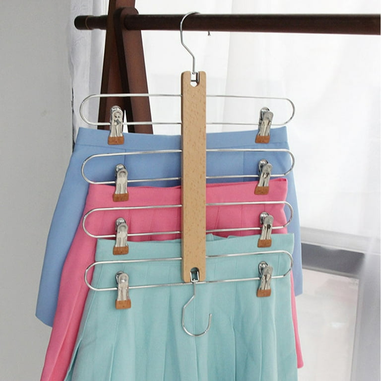 1pc Multilayer Culottes Rack Pants Hangers Skirt Hanger with Clips Clothing Hanger Closet Rack Walmart