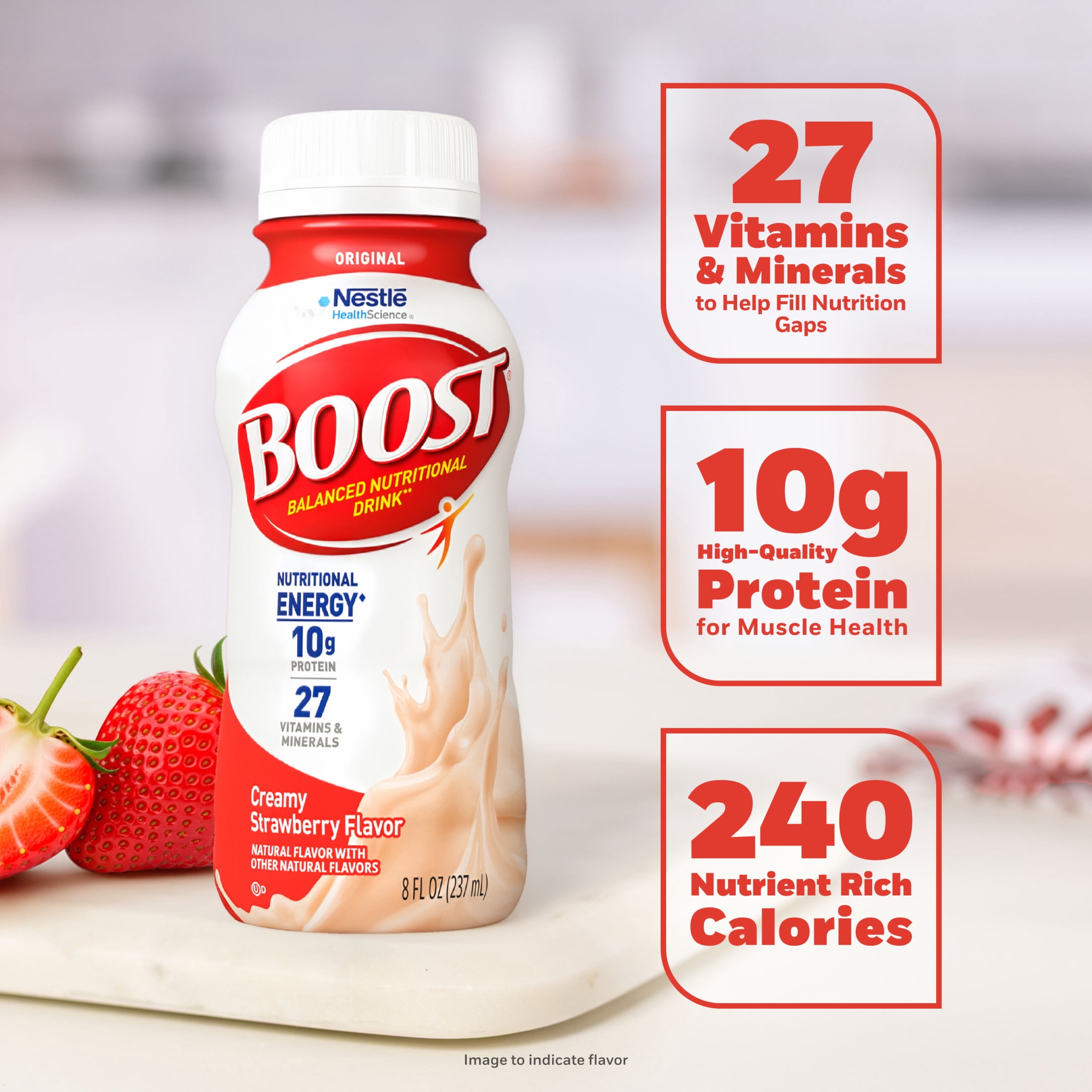 BOOST Original Balanced Nutritional Drink Protein Shakes, Creamy Strawberry, 8 fl oz, 6 Pack