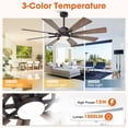 thumbnail image 5 of Parrot Uncle 60" Farmhouse Bronze Windmill LED Ceiling Fan with Light and Remote, Large Indoor Ceiling Fans with Light, 5 of 14