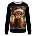 thumbnail image 4 of Sakmal Christmas Sweatshirts Women Green Crew Neck Tops Animal Print Winter Sweatshirt for Women, 4 of 5