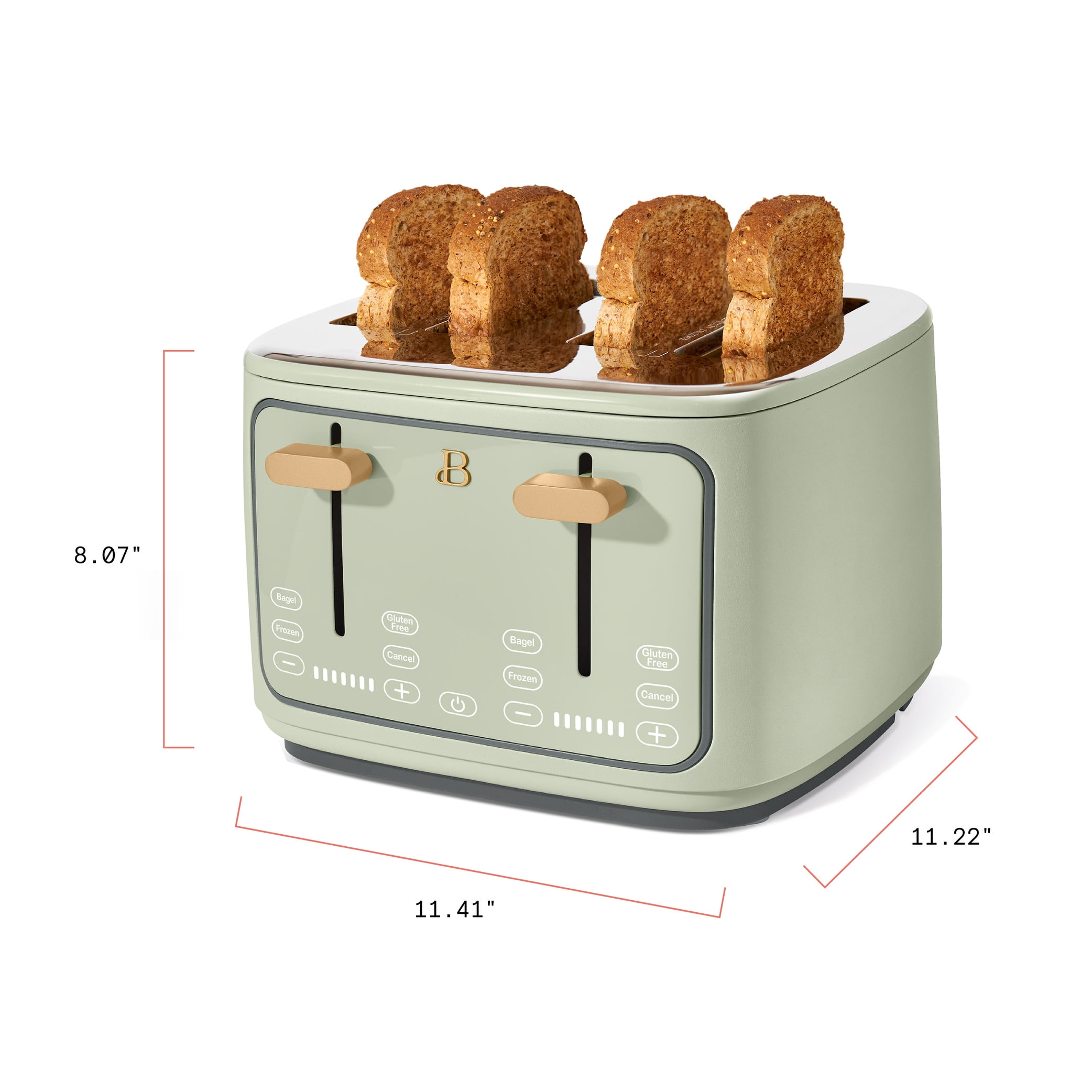 Beautiful 4 Slice Toaster, Sage Green