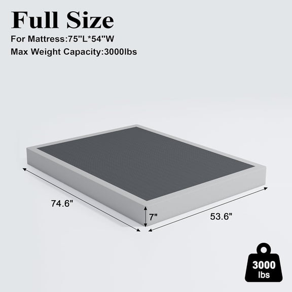 7 Inch Box Spring for Full Bed, Heavy Duty Mattress Foundation, Metal Bed Base, Non-Slip, Easy Assembly
