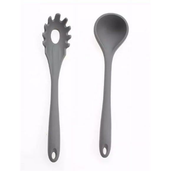 Art & Cook Ensemble de 2 Pcs Louche à Soupe et Fourchette à Pâtes en Silicone, Gris