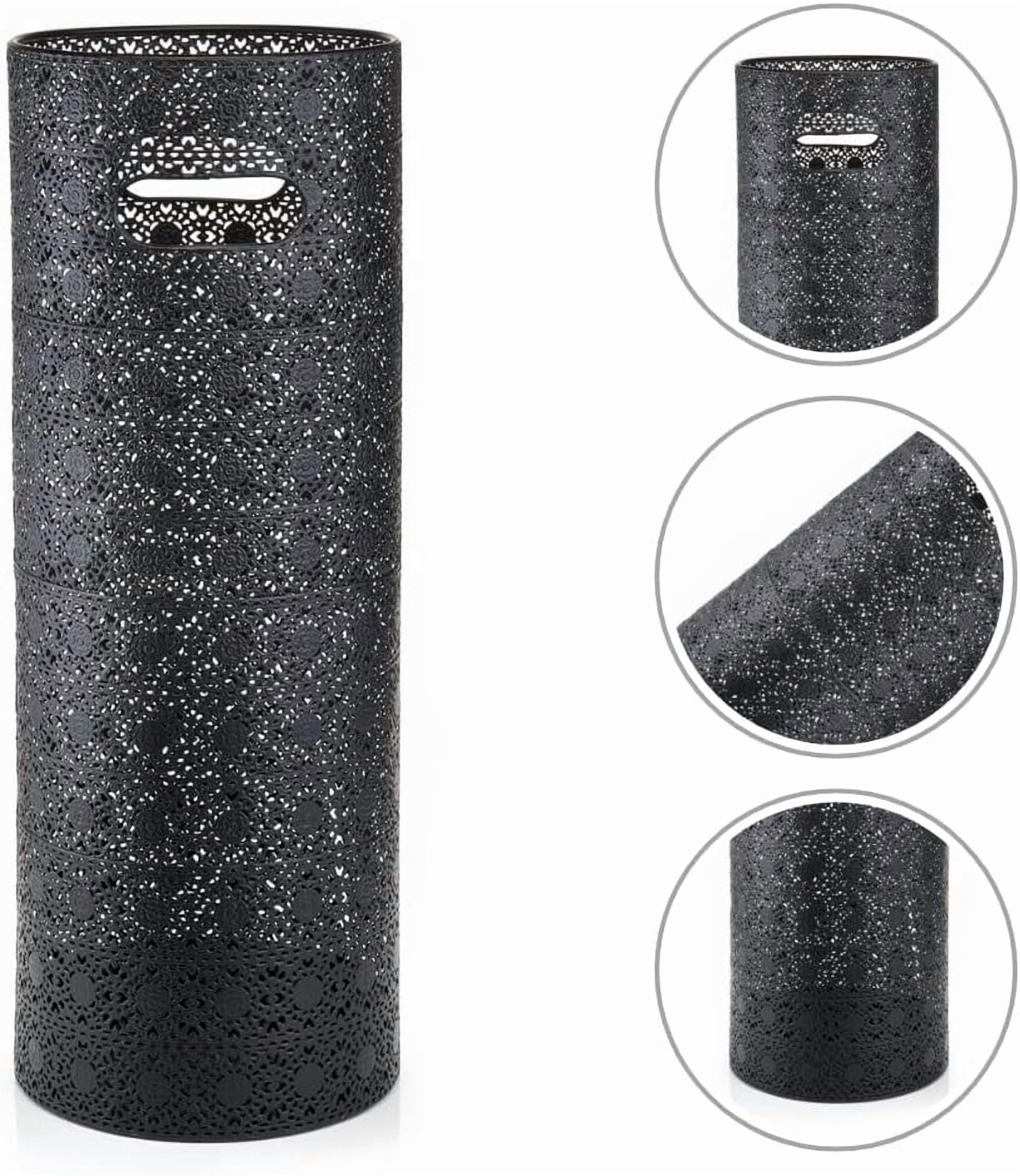 21 inch Heavy Duty Metal Umbrella Stand - Durable Storage Holder for Umbrellas - Indoor and Outdoor Use - Stylish and Modern Organizer for Entryways. (Black Lace)