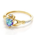 thumbnail image 4 of Gem Stone King 1.01Ct Heart Shape Mercury Mist Mystic Topaz Diamond Accent 10K Yellow Gold Irish Celtic Claddagh Ring, 4 of 6