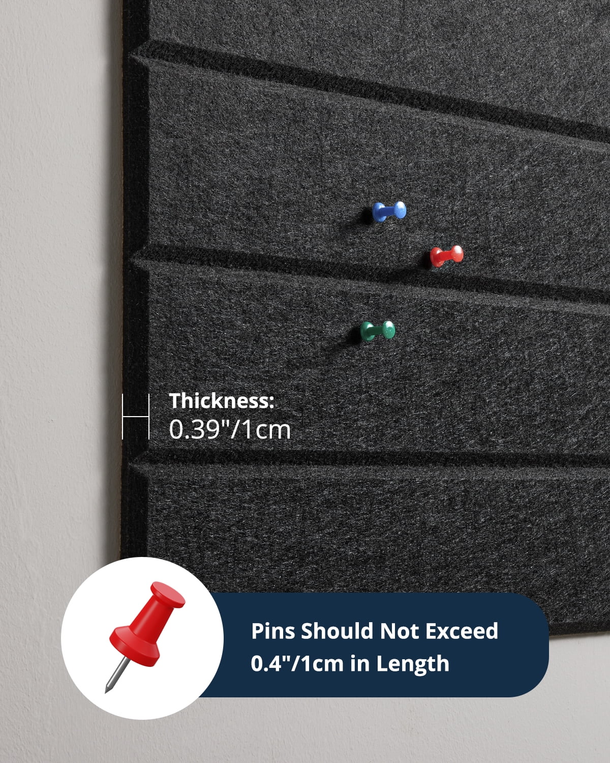 Large Cork Board, 12 Pack 12"X12"X0.4" Felt Bulletin Board Tiles with Self Adhesive for Wall Home Office Decor, Pin Cork Boards-Black