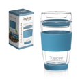 thumbnail image 2 of Tupkee Double Wall Glass Tumbler - 8-Ounce, All Glass Reusable Insulated Tea/Coffee Mug & Lid, Hand Blown Glass Travel Mug - Niagara - 2 Pack, 2 of 8