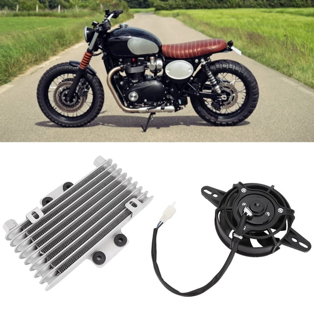 Universal Aluminium Motorcycle Oil Cooler Radiator, Efficient Cooling Upgrade Performance Motorcycle Engine Oil Cooling Fan Water Cooler Radiator, Reduces Engine Load