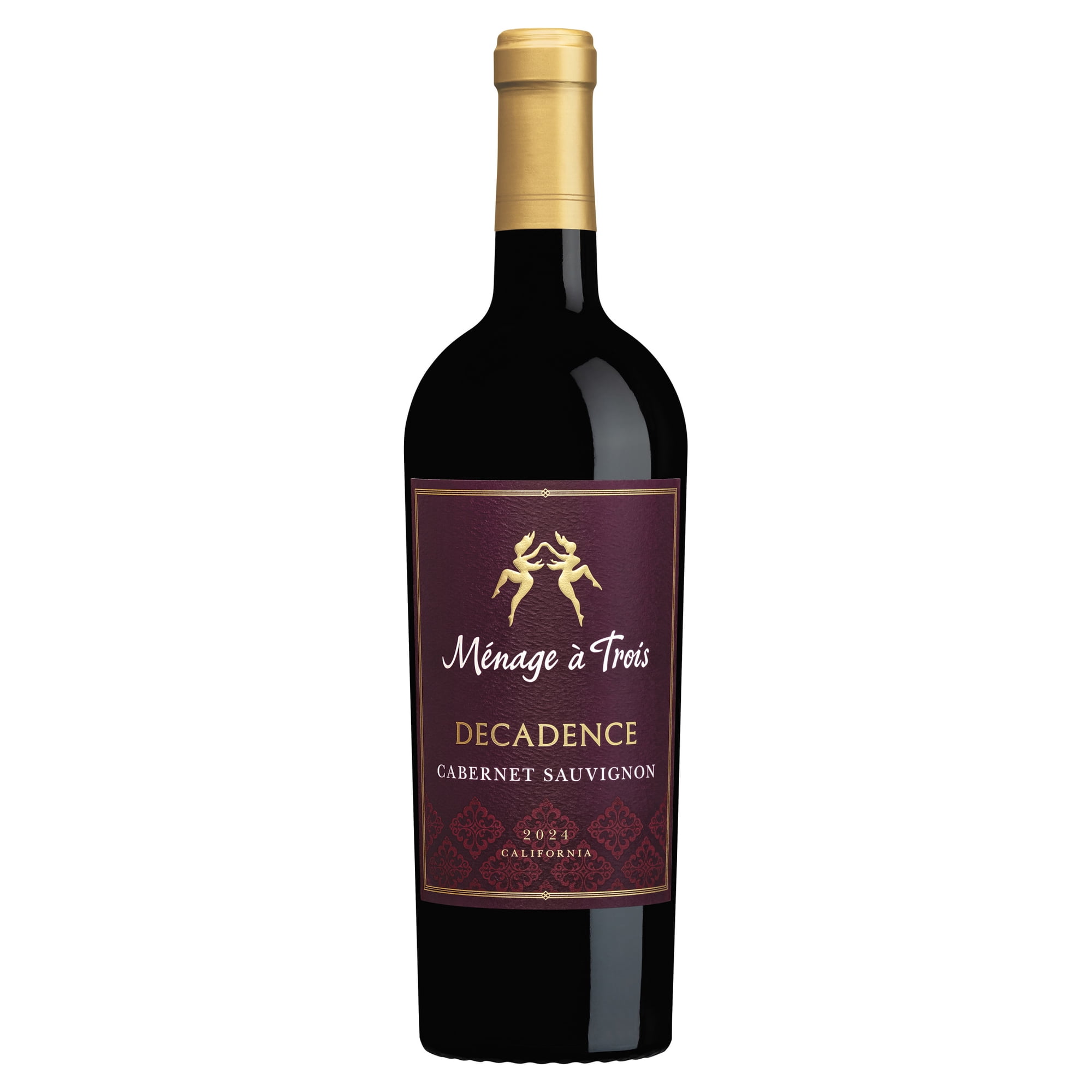 Menage a Trois Decadence Cabernet Sauvignon California Red Wine, 750 ml Glass Bottle, 13.5% ABV