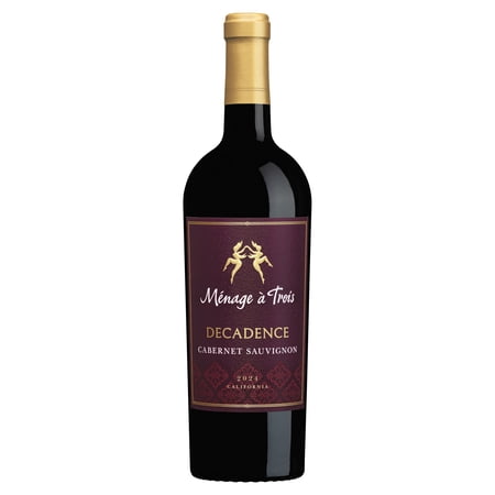 Menage a Trois Decadence Cabernet Sauvignon California Red Wine, 750 ml Glass Bottle, 13.5% ABV