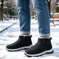thumbnail image 6 of Knivor Men High-top Winter Snow Boots Hook & Loop Slip-Resistant Cushion Wearproof Sole Faux Fur Warm Outdoor Winter Shoes, 6 of 9