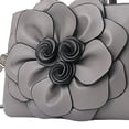 thumbnail image 4 of Faraee Womens Flower Purses and Handbags Leather Fashion Small Shoulder Crossbody Tote Bag Work Casual Top Handle Satchel Grey, 4 of 4