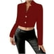 thumbnail image 3 of Tops de trabajo para mujer,Blusa de mujer, jersey de manga larga con cuello vuelto, abrigo de poliéster con botones, cuello en V, estilo informal, para uso diario en casa, sopatenor, 3 of 9