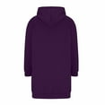 thumbnail image 7 of GuzomFashion Womens Purple Longline Zip Up Hoodie 100% Polyester Relaxed Fit With Side Pockets Warm for Daily Outings & Cool Seasons,Size M, 7 of 7