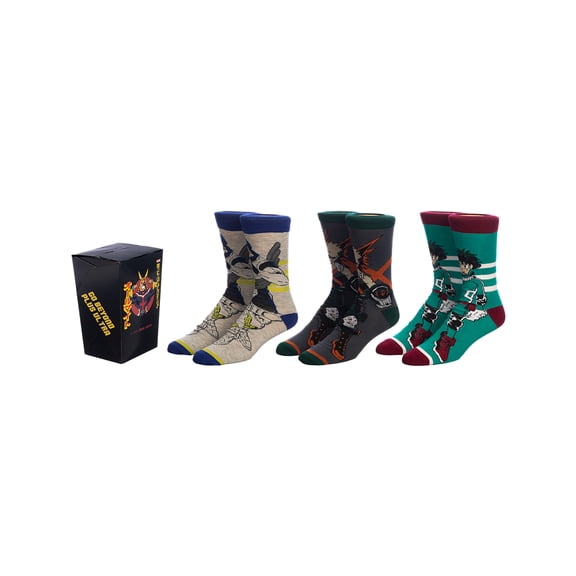 My Hero Academia Casual Crew Socks for Men 3-Pack