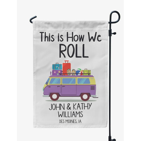 Printtoo White This Is How We Roll Caravans Personalized Camping Flags For Campers Double SidedFlagCampsiteFlagOutdoor Garden Sign
