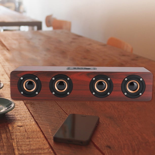 Altavoz FM, altavoz Bluetooth de madera W8 de 12 W, altavoz Bluetooth inalámbrico, integración perfecta
