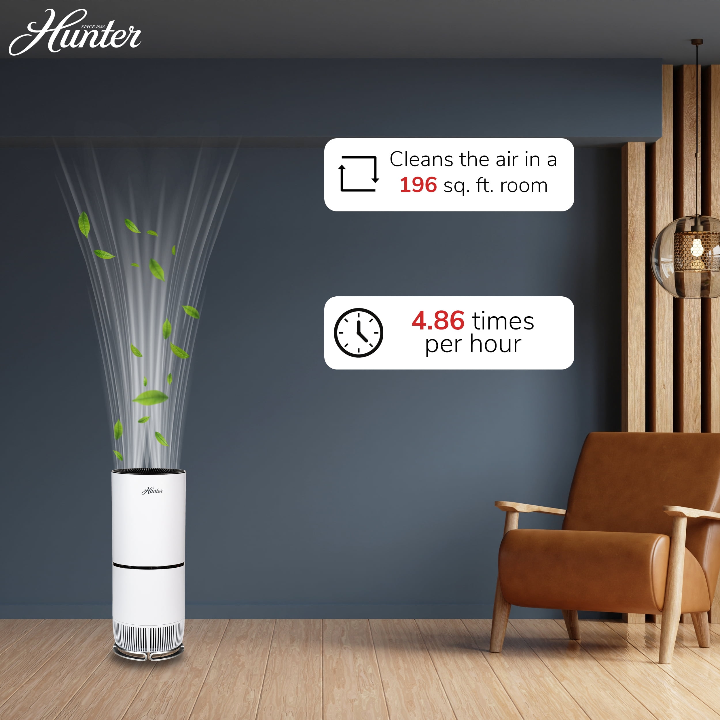 Hunter HP670 True HEPA Digital Tall Tower Air Purifier, Sage