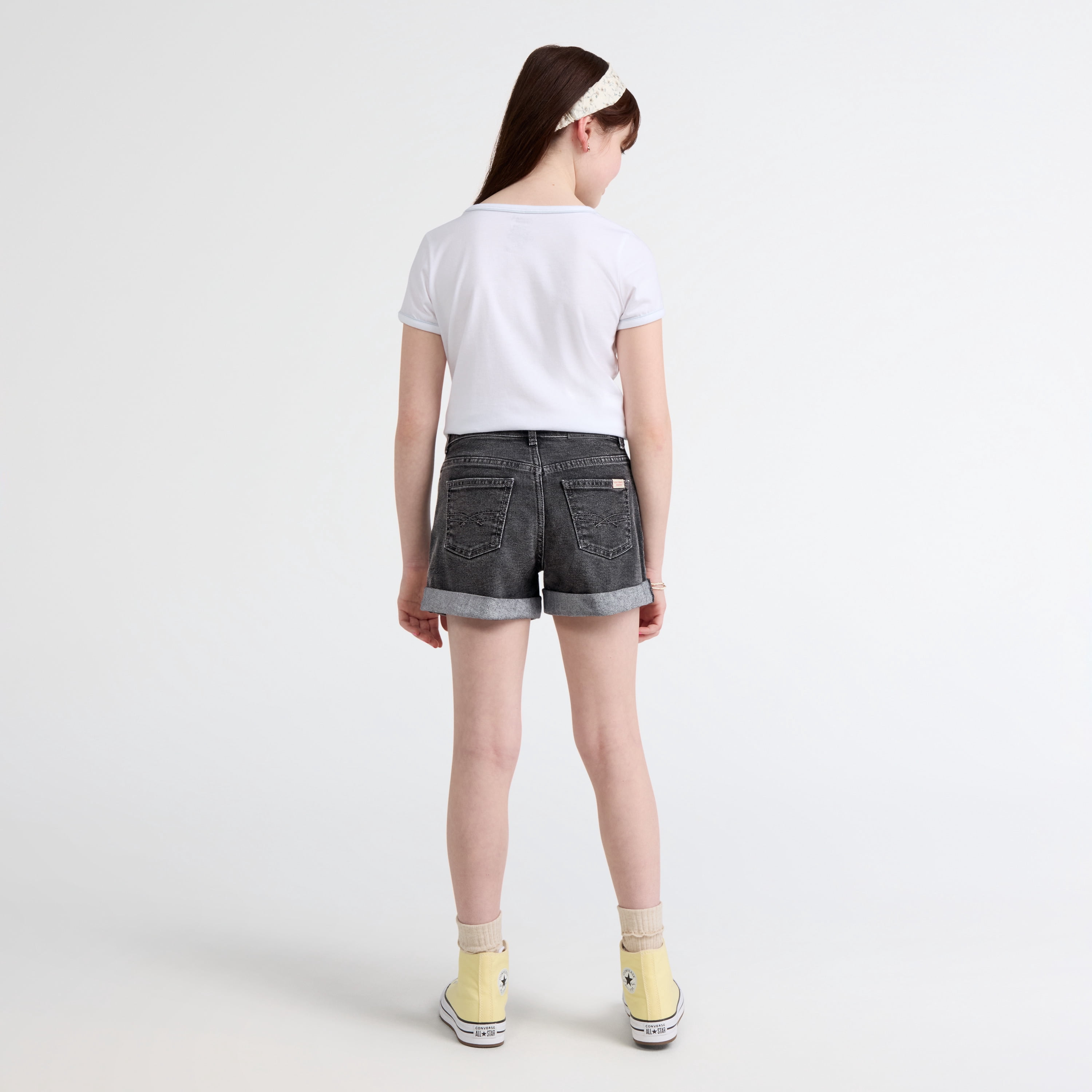 Levi Strauss Signature Girls High Rise Mom Denim Shorts, Sizes 5-18