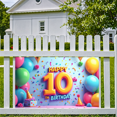thumbnail image 2 of Happy 10th Birthday Party Photo Backdrop Banner Decorations for Kids Events Celebrations Party Supplies Background Balloon Props Festive Colorful Design, 2 of 4
