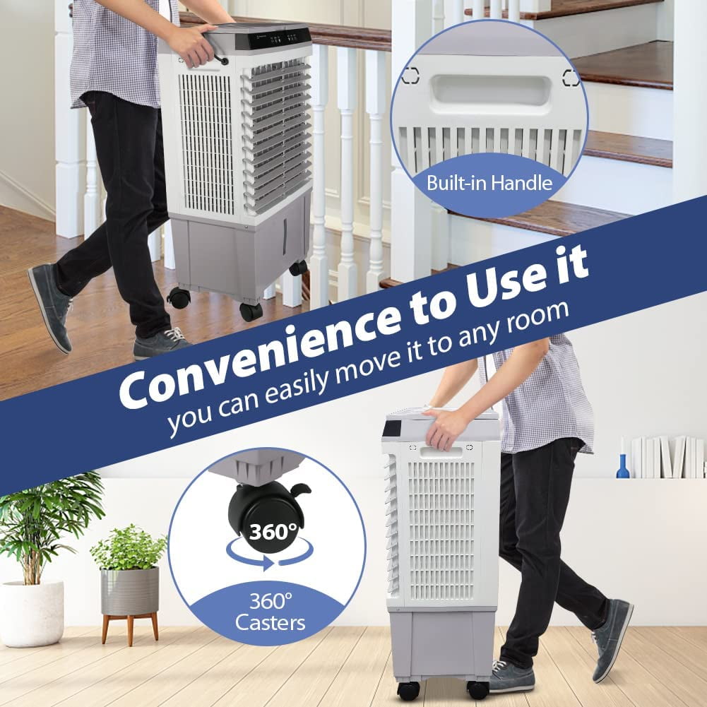 LifePlus 20L Portable Evaporative Air Cooler Fan Humidifier Indoor/Outdoor 5.3Gallon 1800CFM for Commercial Patio Office Shop