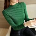 thumbnail image 4 of PENGXAING Chandail à Manches Longues Ajusté en Tricot à Col Roulé pour Femmes, 4 of 7
