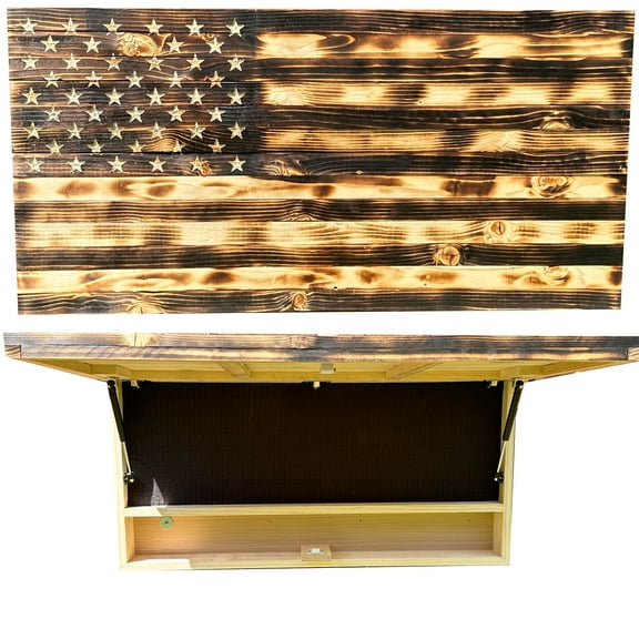 Large Burnt American Flag Hidden Storage Cabinet by Bellewood Designs