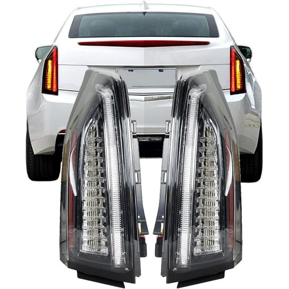EPOTOOR LED Tail Lights Assembly For 2013-18 Cadillac ATS Clear Black Housing LH RH Side