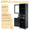 thumbnail image 3 of Tall Storage Cabinet,Bathroom Storage Cabinet with Glass Doors and 2 Drawers,Kitchen Pantry Cabinet with Adjustable Shelves, Free-Standing,for Bathroom, Living Room, Kitchen, Black, 3 of 9