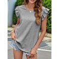 thumbnail image 6 of Womens Casual Tops for Women Crewneck Ruffle Short Sleeve Blouses Black L, 6 of 9