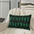 thumbnail image 1 of ZNDUO Rectangular Plush Cushion Cover, Nordic Viking Green Pattern Non-Pilling Hidden Zip Bedroom Sofa Pillowcases, 14"x20", 1 of 8