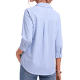 thumbnail image 4 of Fantaslook Striped Tops for Womens 3/4 Sleeve V Neck Shirts Dressy Casual Business Work Blouses Trendy Lapel Tops, 4 of 9