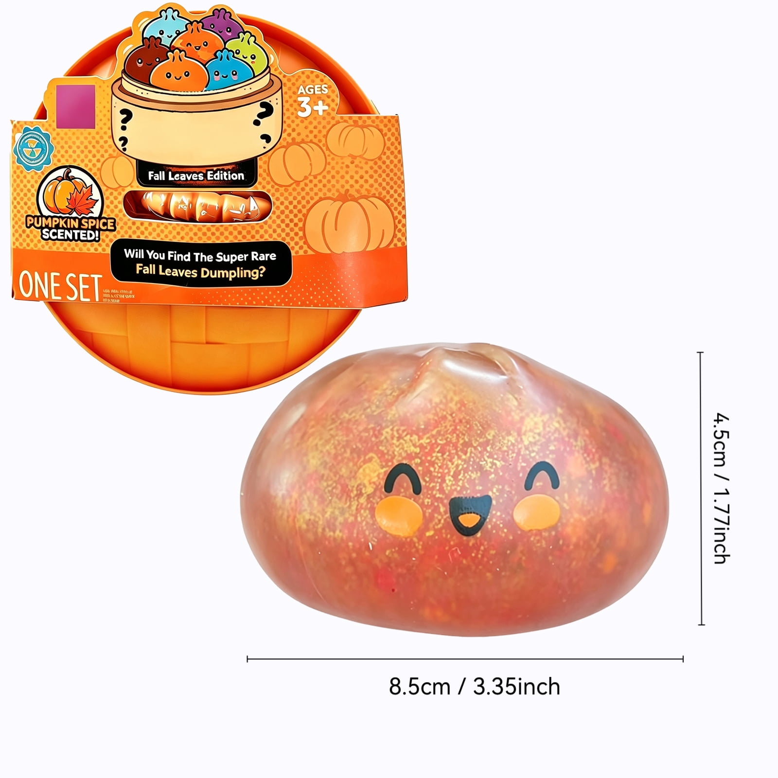 Pumpkin Scented Fall Mystery Dumplings Squishy Toy,Autumn Maple Pumpkin Spice Scented Stress Relief Squeeze Toy Set with Mini Steamer Basket