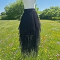 thumbnail image 4 of MAIHAN-Women's Asymmetrical Mesh Midi Skirt - High Waist Tiered Layered Skirt with Front Short Back Long Design,Skirts for Women(Black), 4 of 4