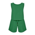 thumbnail image 4 of AYA Spring Summer Women's Casual Sleeveless Solid Color High Waist Loose Shorts Two Piece Set, 4 of 4