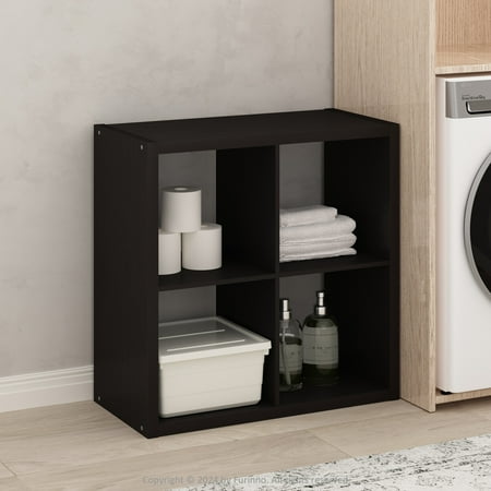 Furinno Cubic Open Back Multipurpose Clothing & Closet Storage Organizer Shelf, 4-Cube, Dark Oak