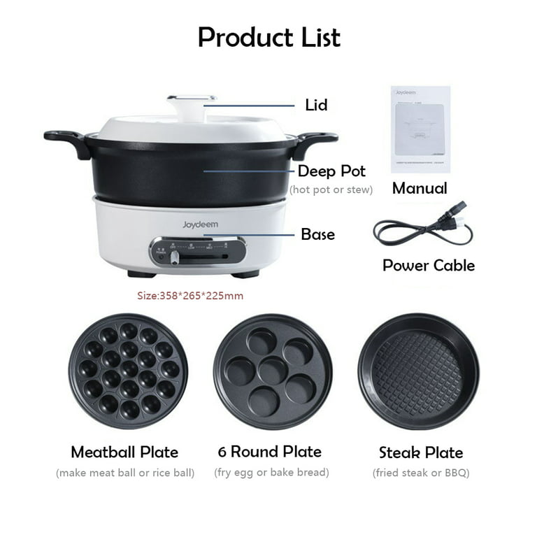 Joydeem Multifunctional Electric Hot Pot with Divider JD-DHG5A,Shabu Shabu Hot Pot,Double Flavor Non-Stick Hot Pot,Temperature Control,Large Capacity