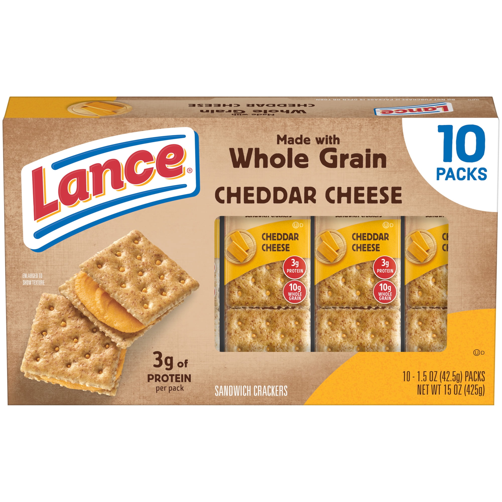 Lance Made with Whole Grain Cheddar Cheese Sandwich Crackers, 10 Count 1.5 oz
