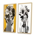 thumbnail image 3 of Designart "Vintage Minimalism Woman amidst Flowers VIII" Woman Floral Framed Wall Art Set Of 2 - Glam Yellow Gallery Wall Frame Set For Home Decor, 3 of 6