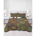 thumbnail image 2 of Twin Quilt Bedding Set, Retro Boho Reversible Summer Quilt 3 Pieces, Green Blue Red Ethnic Floral Geometric Abstract Lightweight Bedspreads Coverlets with 2 Pillow Shams for All Seasons, 2 of 5