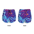 thumbnail image 3 of Hirioo Swirl Print Blue Purple for Women's Double Layer Athletic Shorts High-Performance Gym Shorts with Inner Pocket, Elastic Waistband-Small, 3 of 7