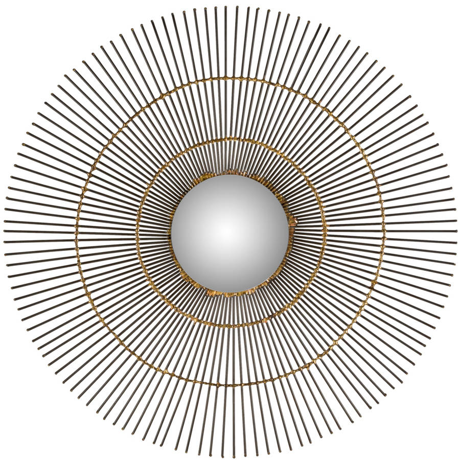 SAFAVIEH 4.5" Round Metallic Orbit The Sun Mirror, Natural