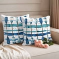 thumbnail image 2 of Lake Paddles Outdoor Waterproof Pillow Covers, Summer Watercolor Teal Blue Striped Decorative Square Throw Pillowcase Sofa Cushion Sham for Patio/Couch/Chair, 16"x16" 2 Pack, 2 of 8