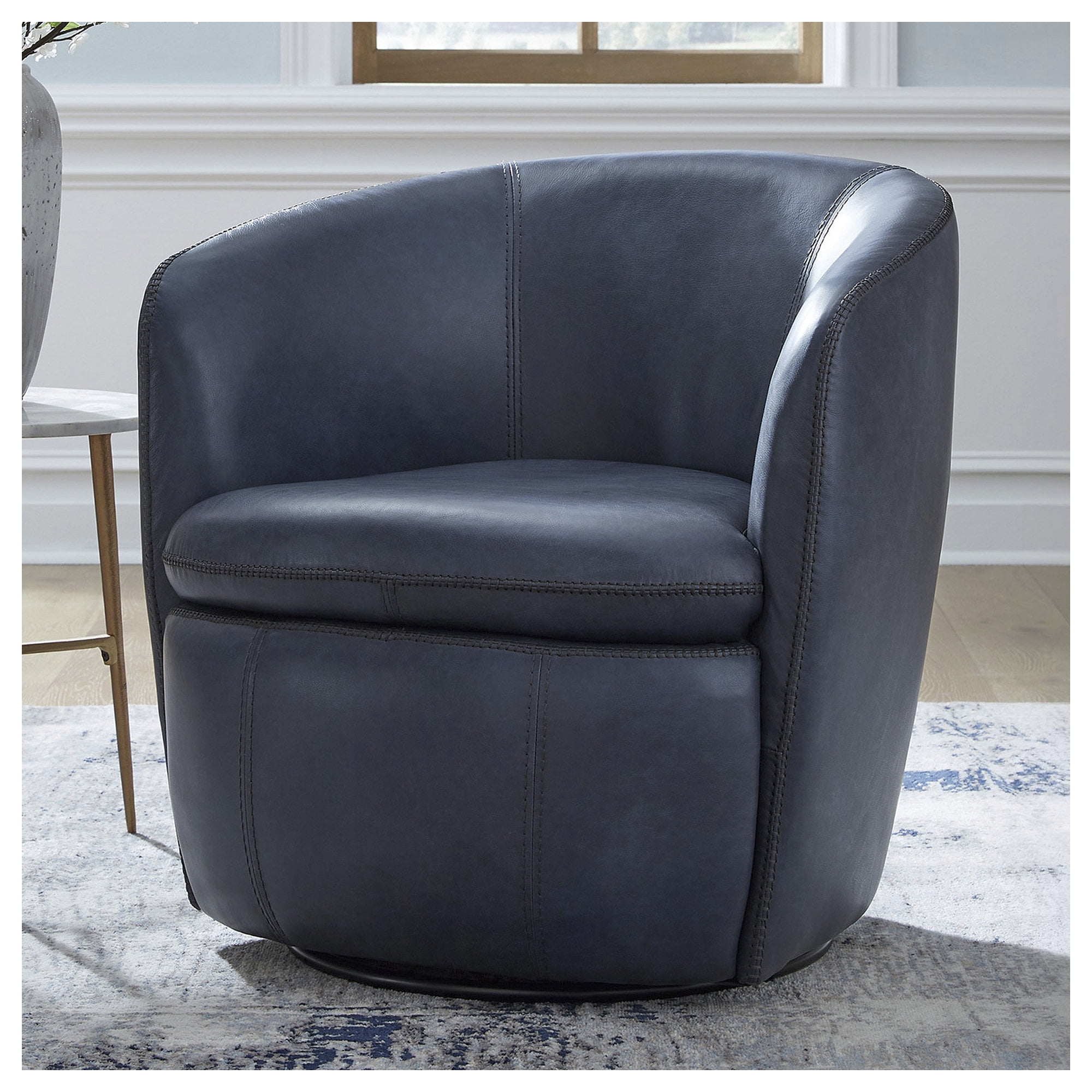 (2 pack) Signature Design by Ashley Kierreys 360 Degree Leather Upholstered Swivel Chair, Ocean
