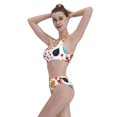 thumbnail image 5 of Daiia Autumn Pumpkins Fall Leaves printed 2 piece Swimsuit Bikinis for Women High Waisted Racerback Bathing Suits Summer Tummy Control Scoop Neck Swimwear-X-Large, 5 of 8