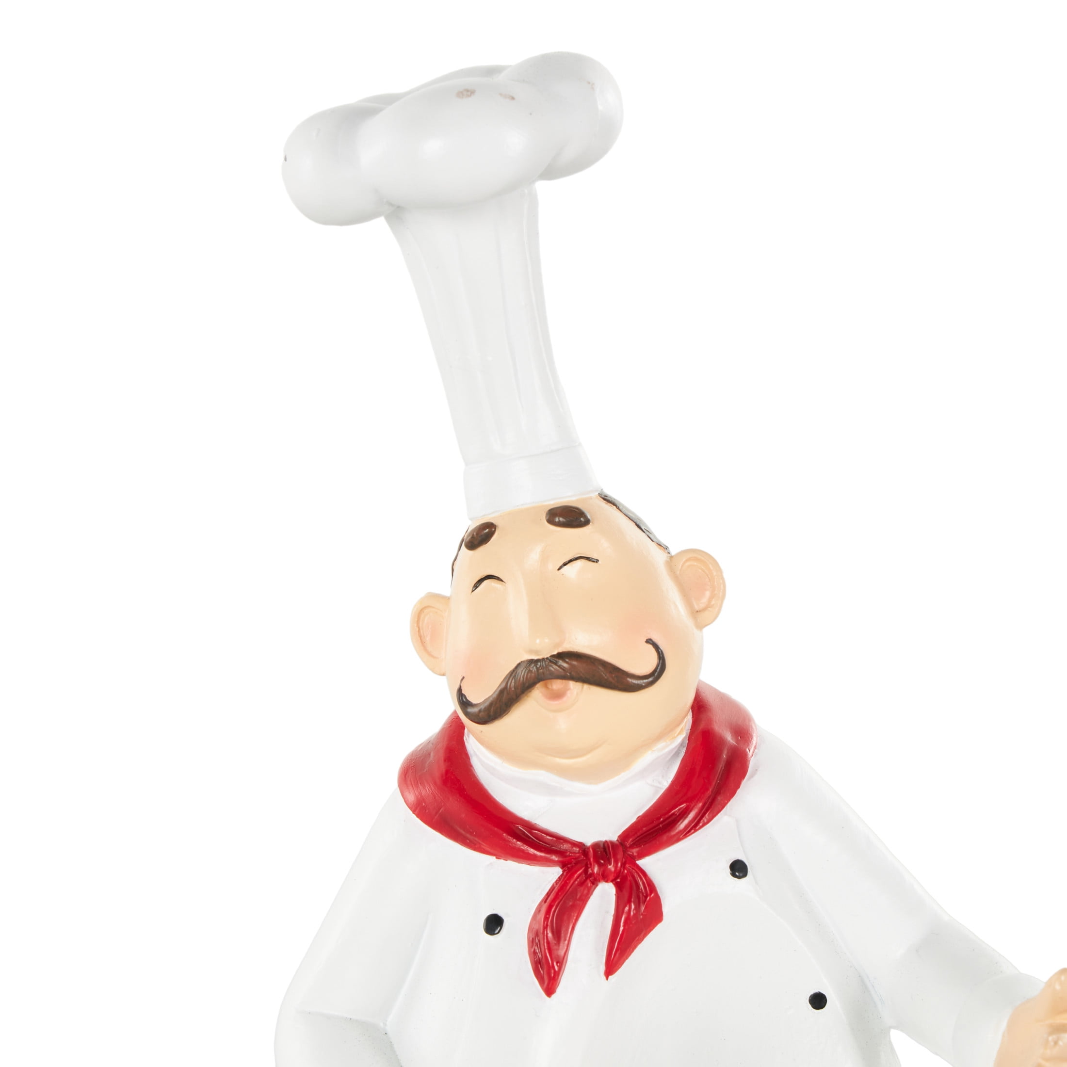 DecMode 6" x 10" White Polystone Kitchen Decorative Figurine Single Bottle Chef Wine Holder, 1-Piece