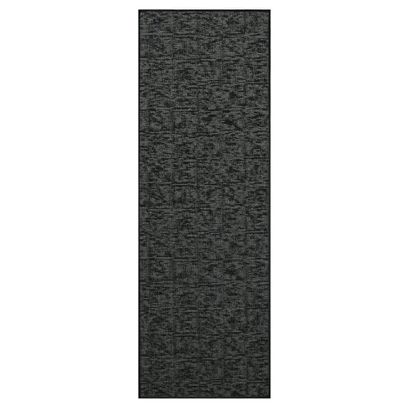 Furnish My Place Indoor Floor Rug - 2 ft. x 24 ft., Black, Distressed, Area Rug for Bedrooms, Hallways, Living Rooms