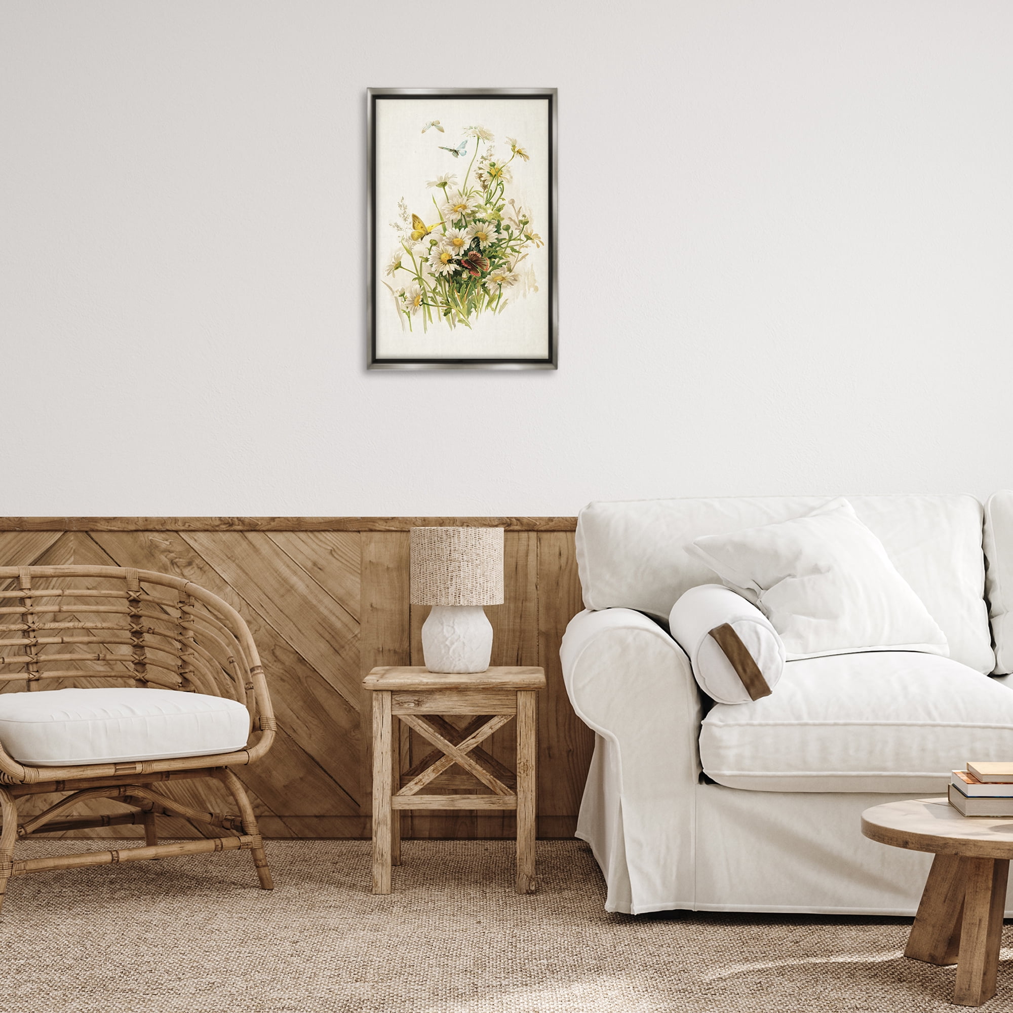 Stupell Industries Spring Pickings Florals Plants & Flowers Painting Gray Floater Framed Canvas Art Print Wall Art, 17 x 25