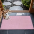 thumbnail image 4 of Pink 2x3 Door Mat Rug, Farmhouse Burlap Solid Pink Color Modern Linen Texture Non-Skid Rubber Backing Large Rectangle Rugs - Living Room Bedroom Home Office, Indoor Floor Mat Carpets Washable Rug, 4 of 9