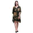 thumbnail image 1 of Bimba Black4 Floral Rose Beach Kaftan Bikini Cover up Womens Midi Dress Short Caftan-S-L, 1 of 5